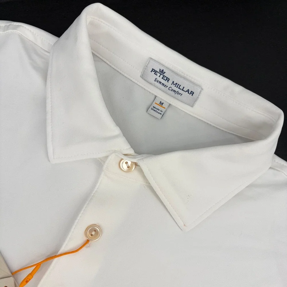 Peter Millar Polo Shirt Mens M White Dewars Embroidered Crown Sport Career Work - Picture 2 of 8